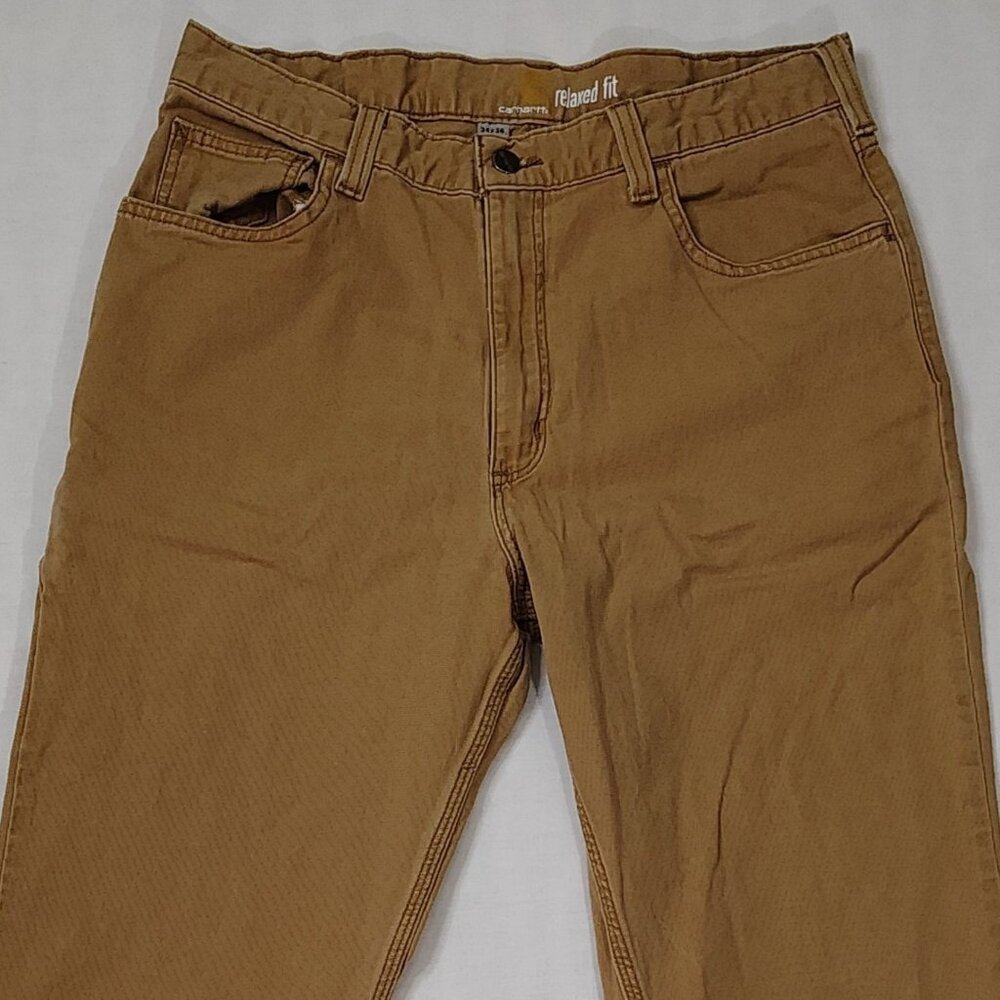 Carhartt Rugged Flex Rigby Pants Mens Size 34 x 36 Relaxed Fit Five Pocket Brown - Picture 4 of 16